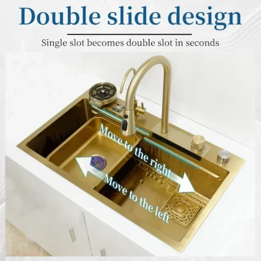Gold Stream Multifunctional Waterfall Kitchen Sink - Image 3