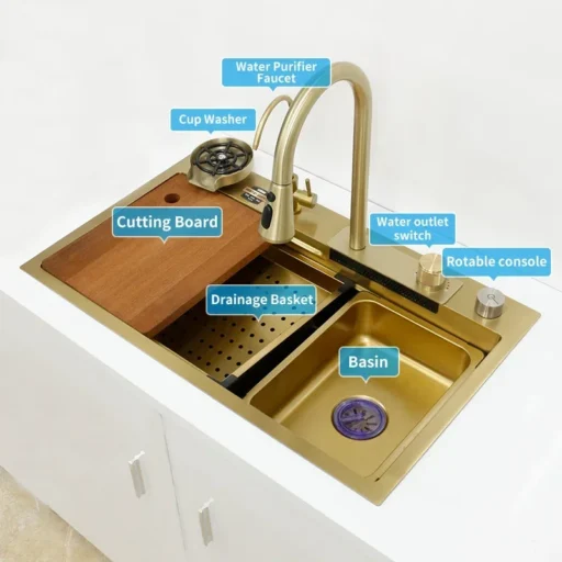 Gold Stream Multifunctional Waterfall Kitchen Sink - Image 2